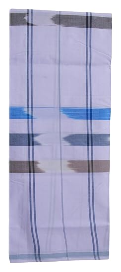 Men's Cotton Lungi (White) - Assorted design