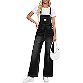 Cicy Bell Women's Denim Bib Overalls Casual Adjustable Strap Wide Leg Jean Jumpsuits Loose Fit Long Rompers with Pockets