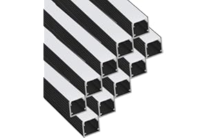 Besseto LED Aluminum Channel Black 10Pack 1M/3.3Ft,Square LED Strip Light Diffuser Aluminum Channel Profile Extruison for Living Room Bedroom Bathroom Stairs