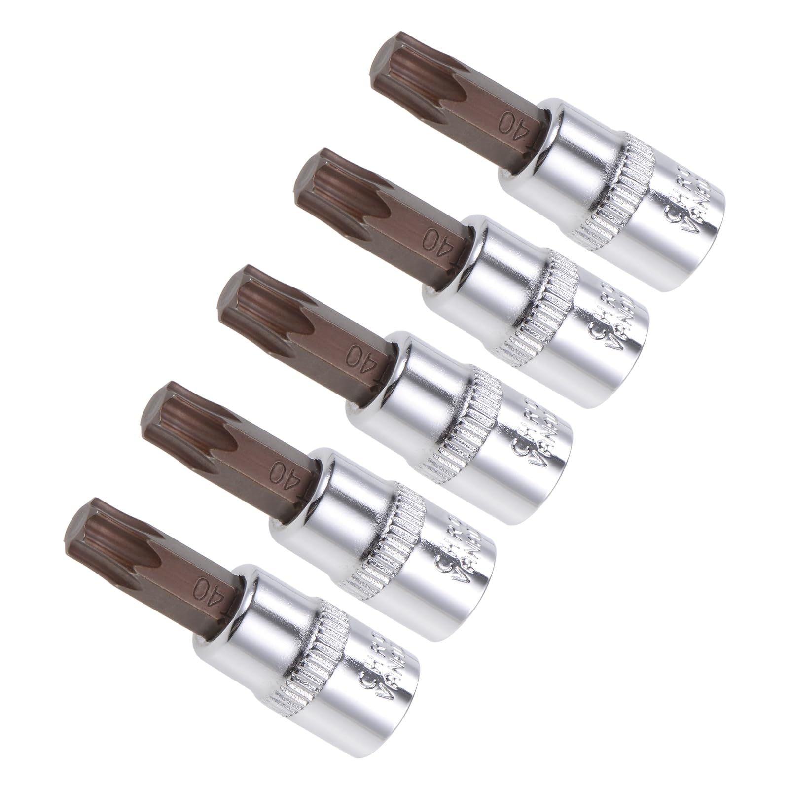 CoCud Torx Bit Socket, Metric T40 Bit 1/4" Drive 1.5" Long, S2 Alloy Steel Heat Treated CR-V Socket - (Applications: for Fastener Application), 5-Pieces
