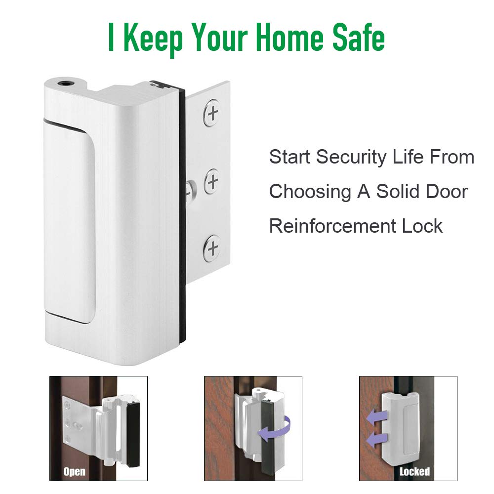 Home Security Door Lock, Childproof Door Reinforcement Lock with 3