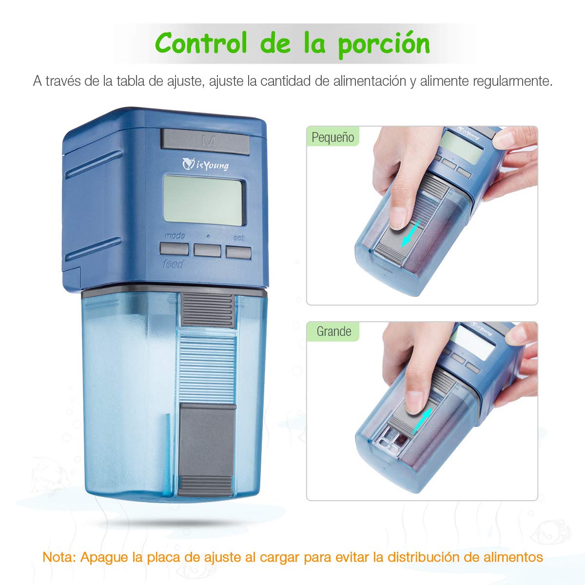 isYoung Alimentador Peces Automático Comedero Peces Automático con Pantalla LCD y Configuración de Tiempo de Alimentación Digital Dispensador de Comida