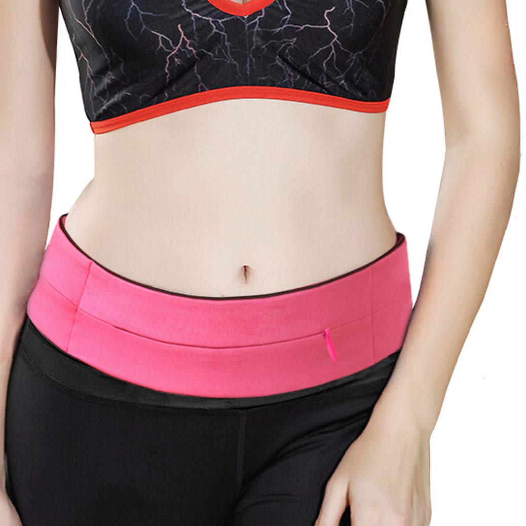 mifengdaer Running Belt 3 Pockets Fitness Belt Waist Belt Flip Belt with zipper Key Clip Waistband for Phones, Keys or Cards, Jogging, Yoga, Cycling, Walking, Sport, Travel & Outdoor Activities