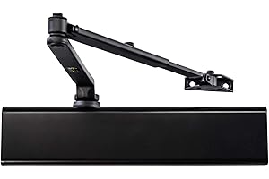 LYNN HARDWARE Heavy Duty Automatic Door Closer (M-Black) - Commercial Grade, Contractors Choice, Adjustable Speed & Force, Delayed Closing Timer, 3 Mounting Options, 3 Hour Fire Rated (DC8016 Model)