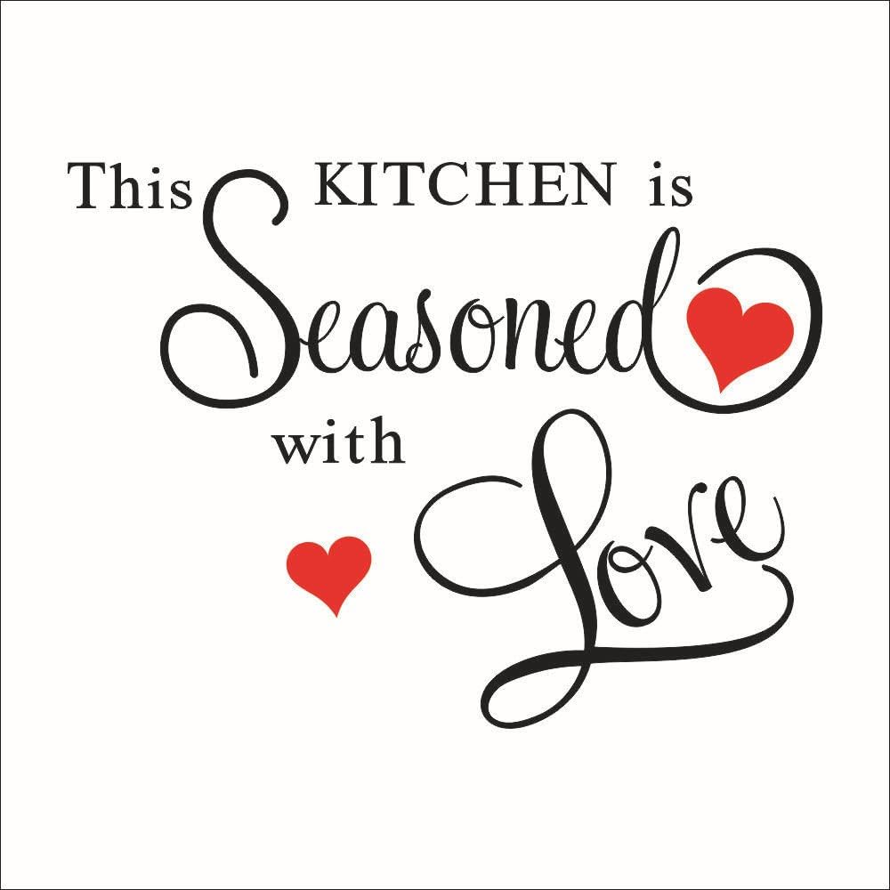 SealSee This Kitchen is Seasoned with Love Removable Wall Stickers Decal Sticker Wall Quote Sticker DIY Art Decor Mural Vinyl Home Decals