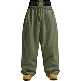 GSOU SNOW Womens Mens Snow Pants Baggy Snowboard Ski Pants Wateproof Warm | 15K Waterproof,10K Breathable,Windproof Waist Powder Skirt,Thigh Vent Zippers,Adjustable Waist &amp; Cuffs Drawcord,Snowboarding