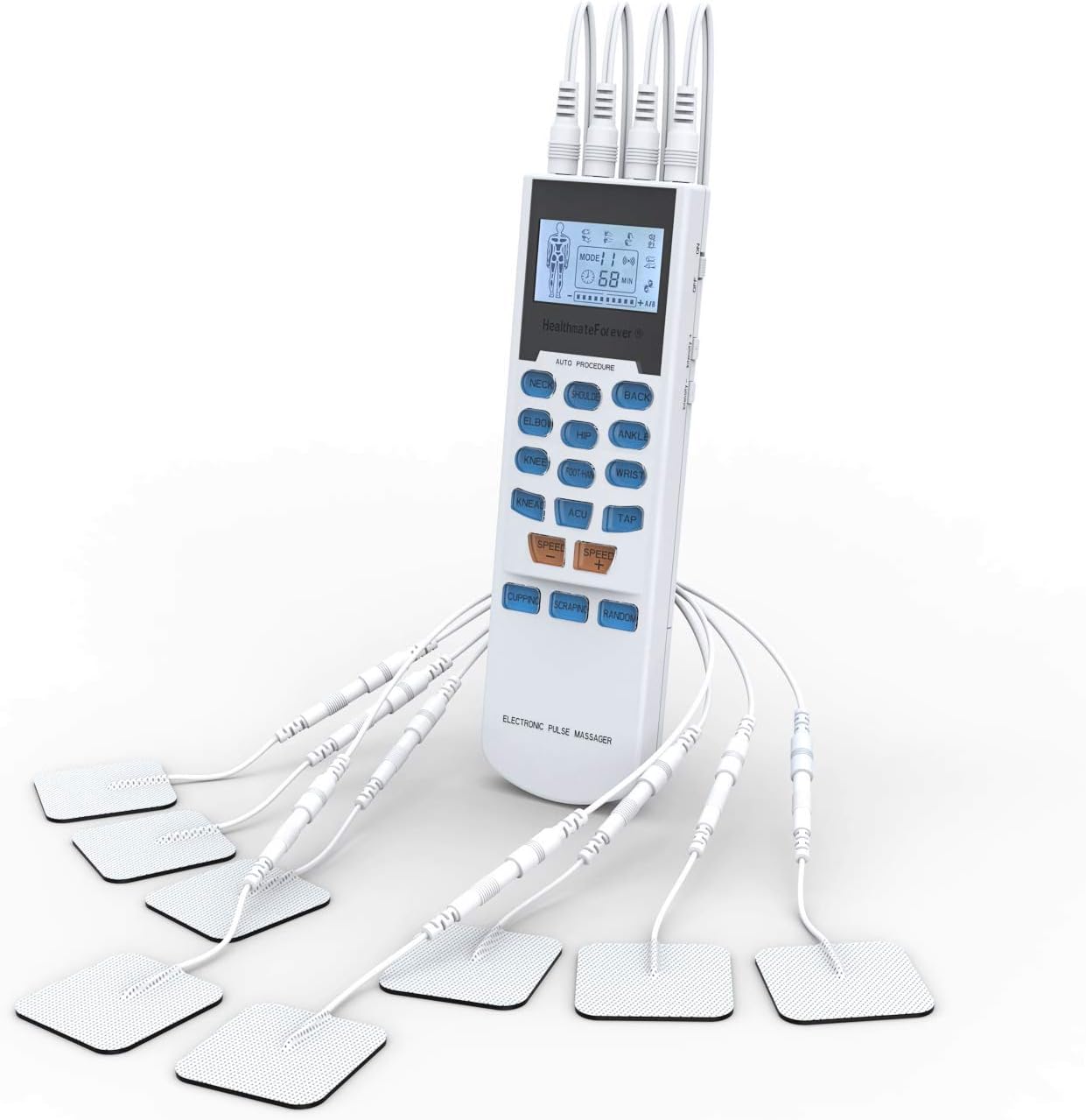 FDA cleared OTC HealthmateForever YK15AB TENS unit with 4 outputs, apply 8 pads at the same time, 15 modes Handheld Electrotherapy device | Electronic Pulse Massager for Electrotherapy Pain Management -- Pain Relief Therapy : Chosen by Sufferers of Tennis Elbow, Carpal Tunnel Syndrome, Arthritis, Bursitis, Tendonitis, Plantar Fasciitis, Sciatica, Back P