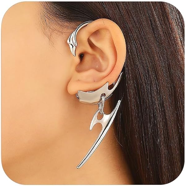 Amazon.com: Cyberpunk Metal Ear Cuff Earring for Men Women Haulage
