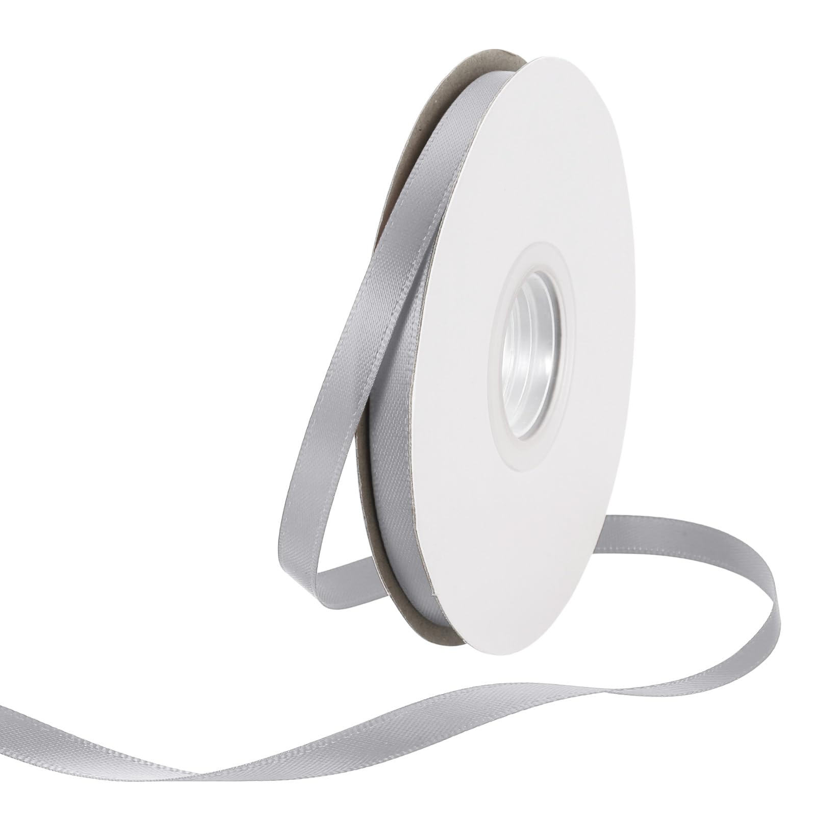 Rebower 6mm Satin Ribbon 46m Thick Double Face Grosgrain Silk Ribbon, [for Gift Wrapping, Hair Bows, Wedding, Cake, Flower] - 50 Yard/150ft/ Grey