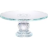 Uten Crystal Glass Cake Stand, 11'' Cake Display Stand, Crystal Glass Fruit Plate, Clear Cake Stand, Display Desserts Holder for Wedding Cakes Serving Platters