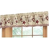 Collections Etc Country Heart Checkered Rod Pocket Window Valance, 71" W x 14" L, Red