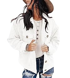Womens Casual Shacket Button Down Shirts Corduroy