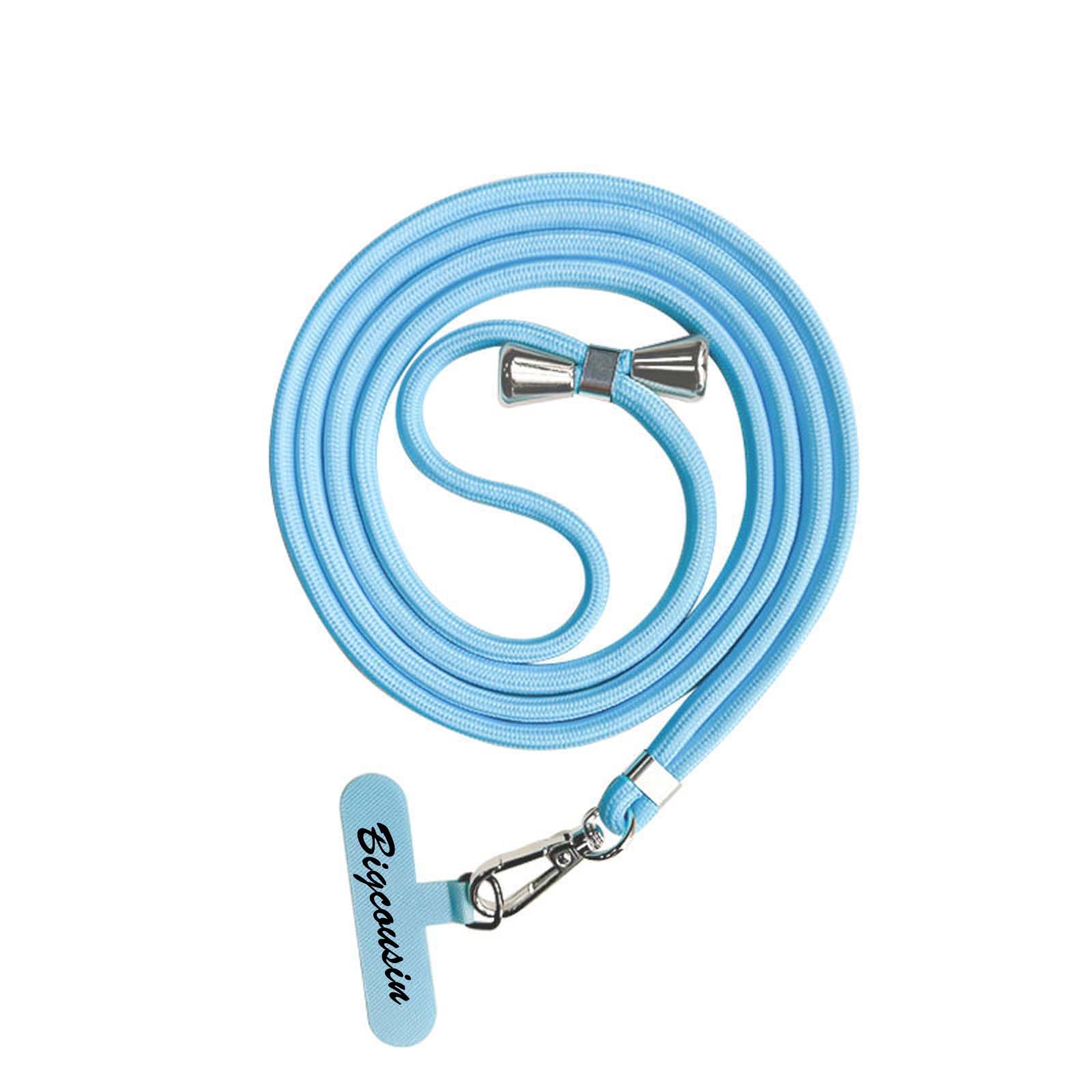 Universal Mobile Phone Lanyard, Adjustable Nylon Neck Strap Chain Necklace with Fastening Patch Compatible with Smartphone Cases, Sky Blue