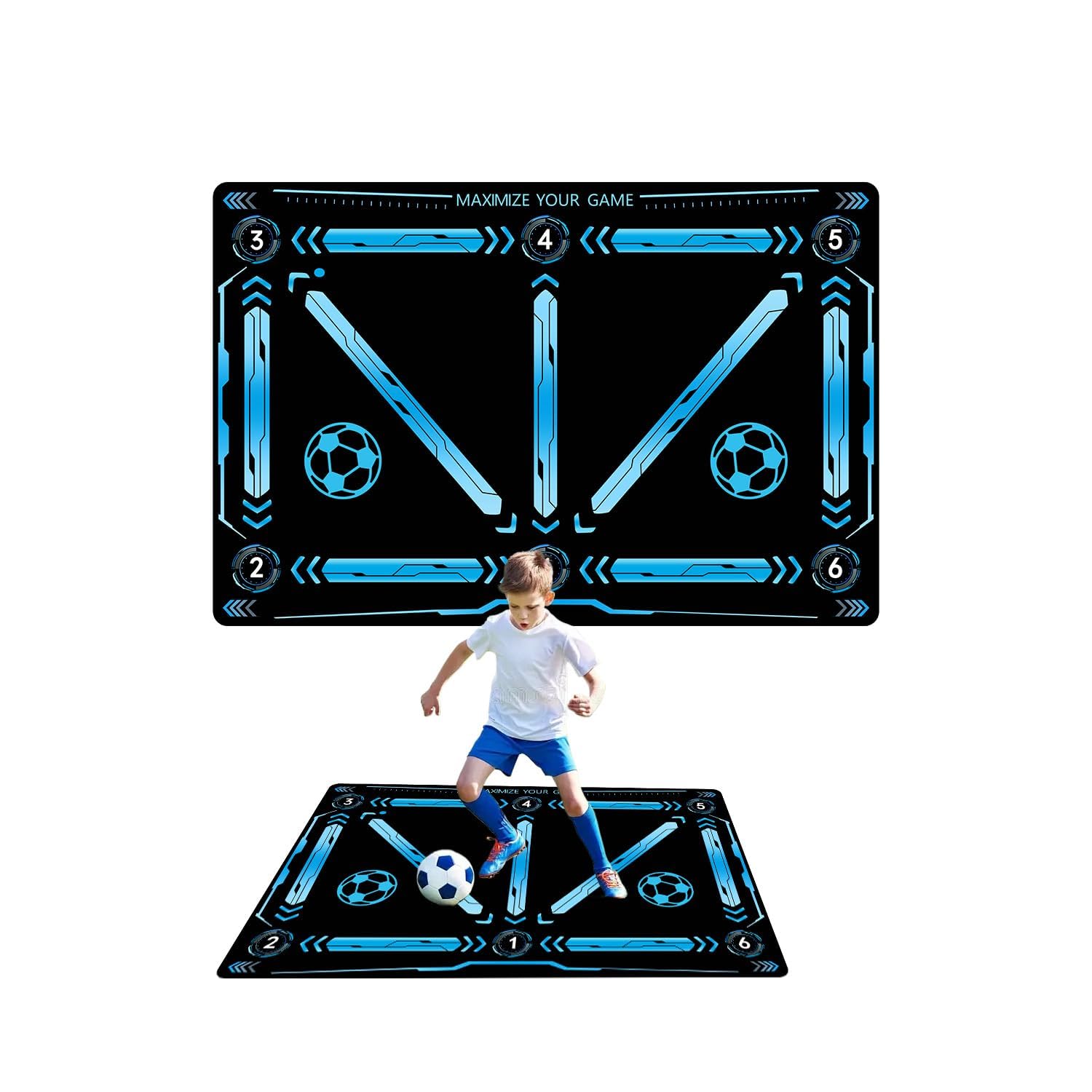 Football Training Mat, Footstep Soccer Training Skill Equipment For Kids, Non-Slip Shock Dribble Silent Footstep Skills Mastery Mat