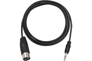 EXUUN Poyiccot MIDI Cable, 1.5M/5Ft 5-Pin DIN Plugs Male to 3.5mm 1/8 inch TRS Male Jack Stereo Plug Converter Cable Audio Cable (DIN-3.5mm)