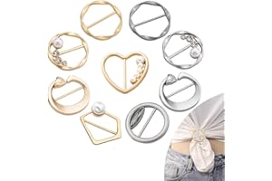 12PCS T-shirt Clips, GTAAOY Silk Scarf Ring Clip for Women, Trendy Alloy Pearl Rhinestone Scarf Buckles