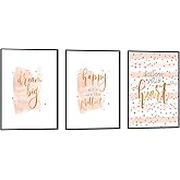 Set of 3 Canvas Wall Art Pictures Poster Print Frames with Inspirational Positive Quotes for Teen Girls Room Decor Modern Nordic Women Gifts
