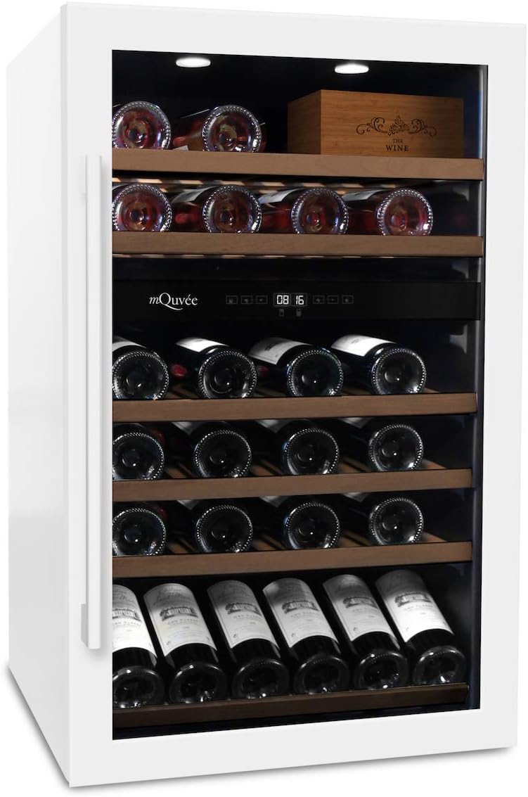 mQuvee wine cooler freestanding WineServe 59 White, space for up to 57