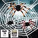 Aitbay Halloween Spider Decorations, Halloween Scary Hairy Spider Web Set, 3 Pack Fake Colorful Spider, Halloween Spider Web, Cobwebs Props for Indoor, Outdoor and Yard Creepy Decor