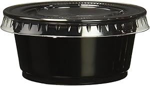 Polar Ice Plastic Black Jello Shot Cups with Lids, 2-Ounce, Black Cups, Package of 500 Cups and Lids