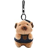 Eagyrosi Plush Guinea Pig Keychain - Adorable Stuffed Guinea Pig Keyring for Women, Handbag Pendant, Car Key Accessories (Guinea with Blue Bib)
