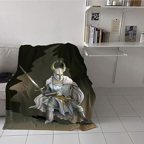 Amazon カスタムホームライフ子供用ブランケットスローデジタル印刷ブランケット 中世 地中世の魔術師の塔 花 牧草地 緑 おとぎ話 デザイン 翡翠 グリーン サンドブラウン L60 X W50 キッズ ジュニア用寝具 オンライン通販