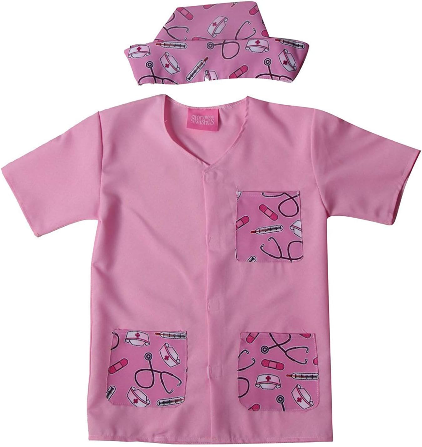 Girls Nurse Pretend Play Dress Up Set - Nurse Dress and Hat (Choose Style and Size)