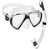 Phantom Aquatics Rapido Boutique Collection Duo Comfort Combo Scuba Mask and Snorkel | Snorkeling Gear for Adults Includes Adult Diving Mask and Dry Snorkel for Adults (Opaque Black)
