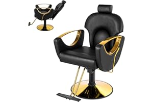 Hicomony Barber Salon Chair for Hair Stylist, Styling Hair Salon Chair with Professional Hydraulic PUM, Multi-Function Shampoo Chair Beauty Salon Brading Hairdresser Chair (Black)