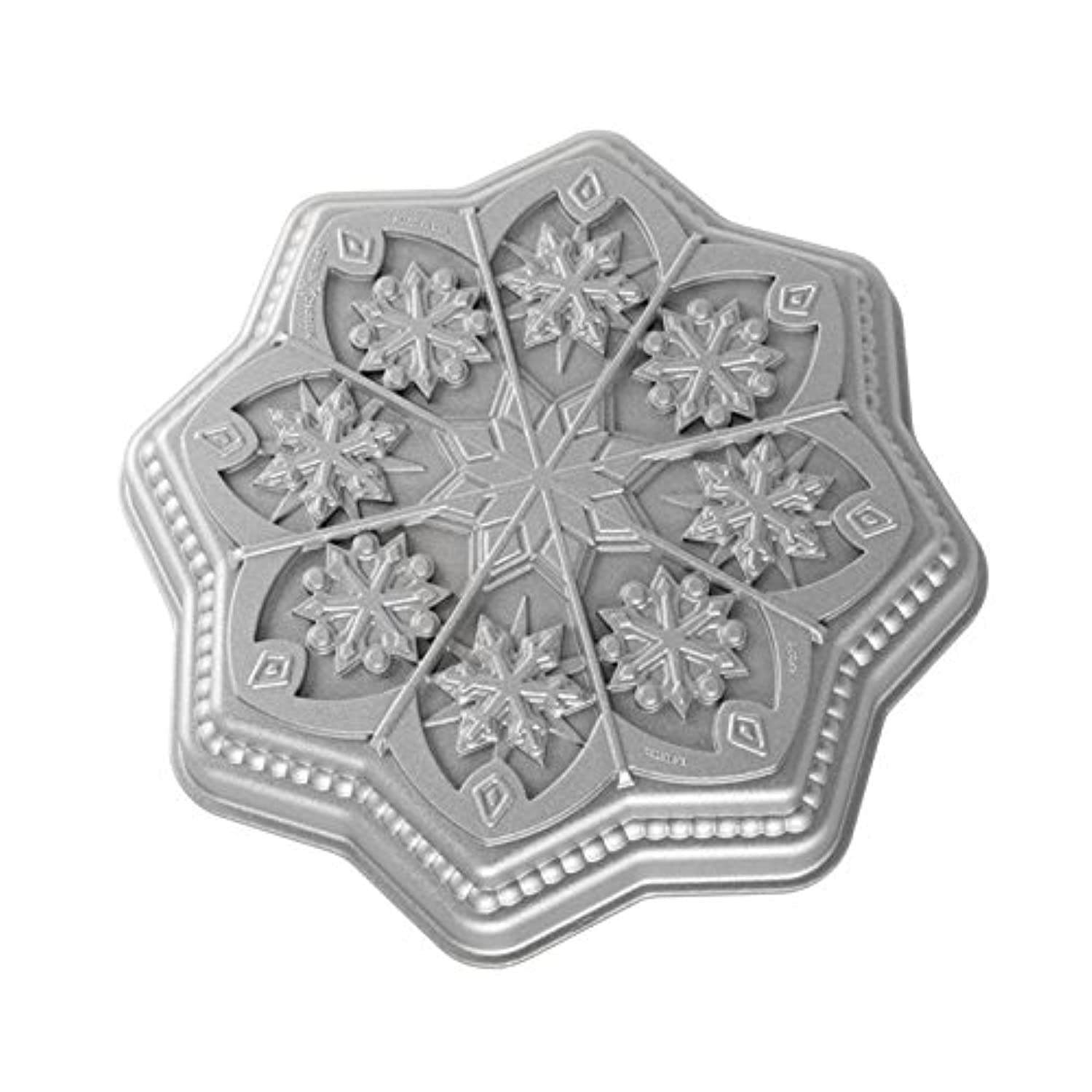 Nordic Ware 3048 Sweet Snowflakes Shortbread Pan, Christmas Themed Cake Mould Tray, Silver, Aluminium