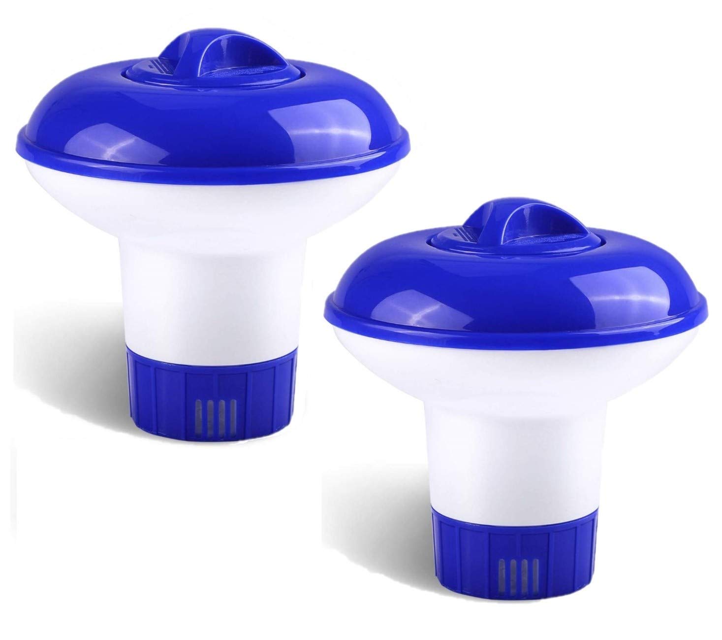 HEINTON 2Pcs Floating Chlorine Dispenser, 13cm Pool Chemical Dispenser with Adjustable Flow Vents & Locking Cap for Indoor Outdoor Swimming Pools Hot Tub