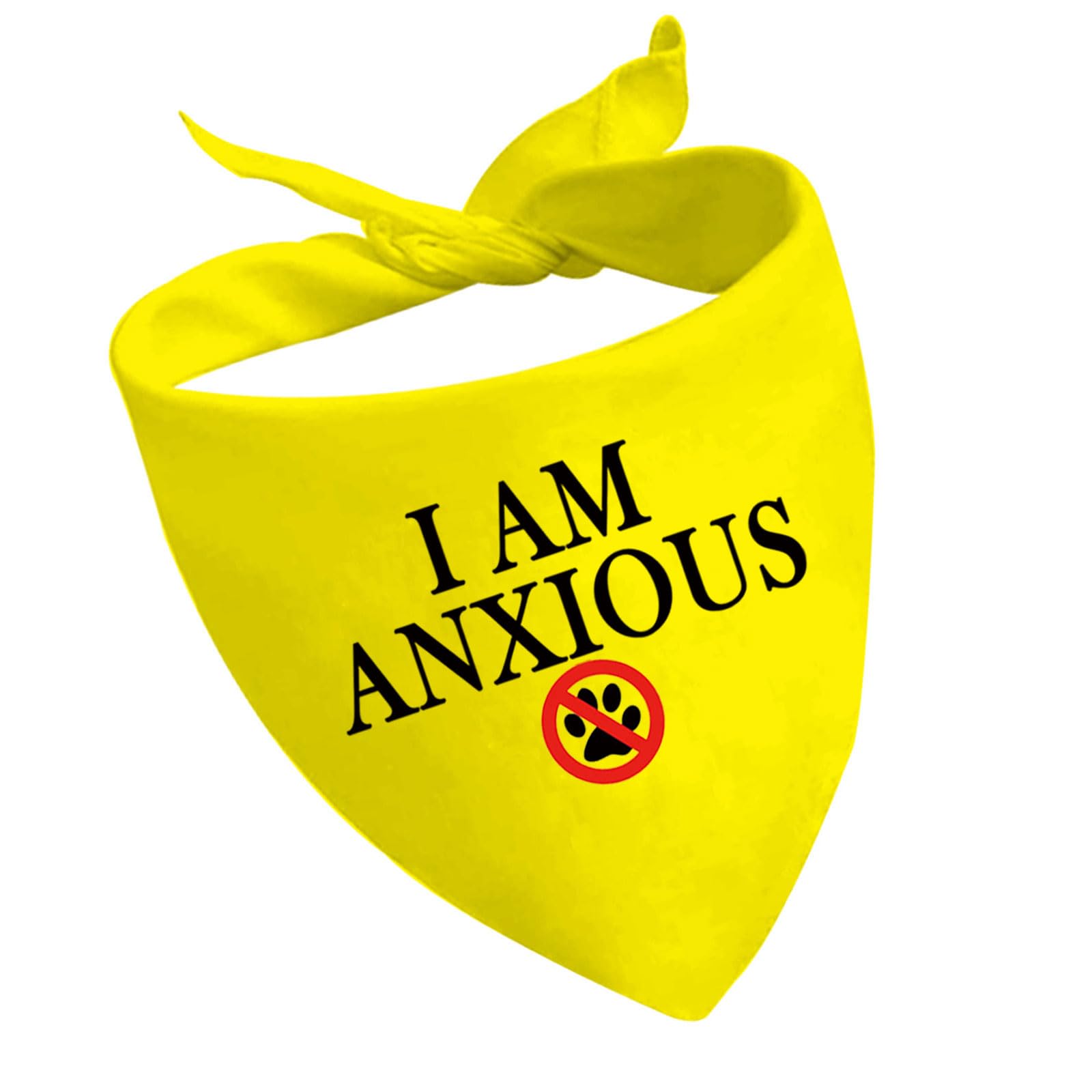 1 Piece I Am Nervous/Anxious Dog Bandana Yellow Dog Bandana Anxious Dog Reactive Dog Bandana (I Am Anxious D EU2)