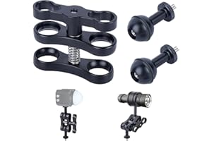 Mechrig Underwater Photography Pro Kit, CNC Aluminum Butterfly Clamp with Dual 1/4"-20 Ball Head Adapters for Dive Lights, GoPr0 Hero 13-8 Housings & Camera Rigs 63140