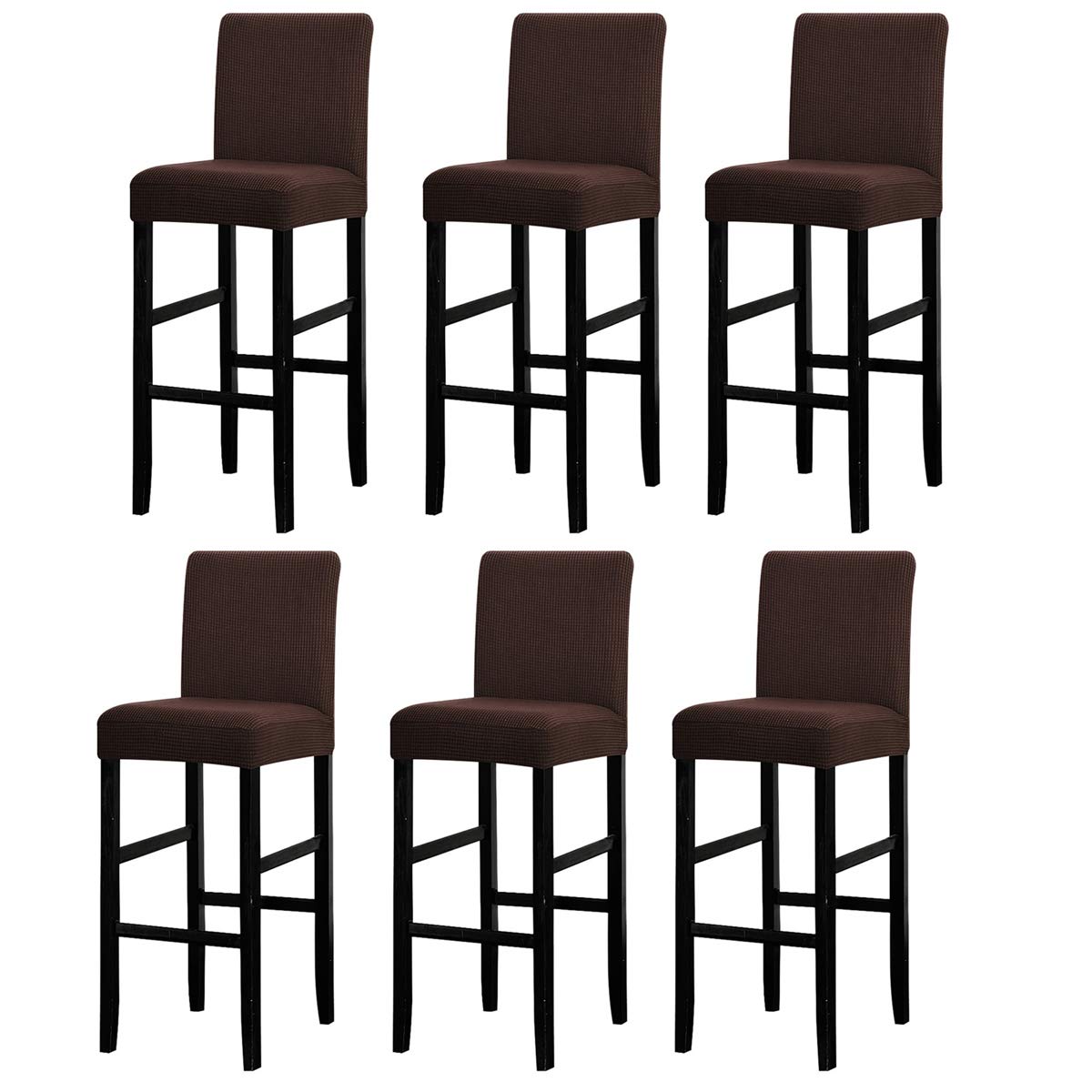 LANSHENG Bar Chair Stool Covers, Stretch Removable Washable Chair Slipcover for Short Swivel Dinning Chair Back Chair Bar Stool Chair (Coffee,6 Pcs)