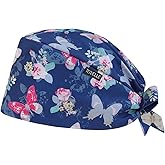 Scrub Caps Women, Double-Sided Printed Adjustable Women's Surgical Cap with Buttons, Breathable Design for Nurses and Doctors