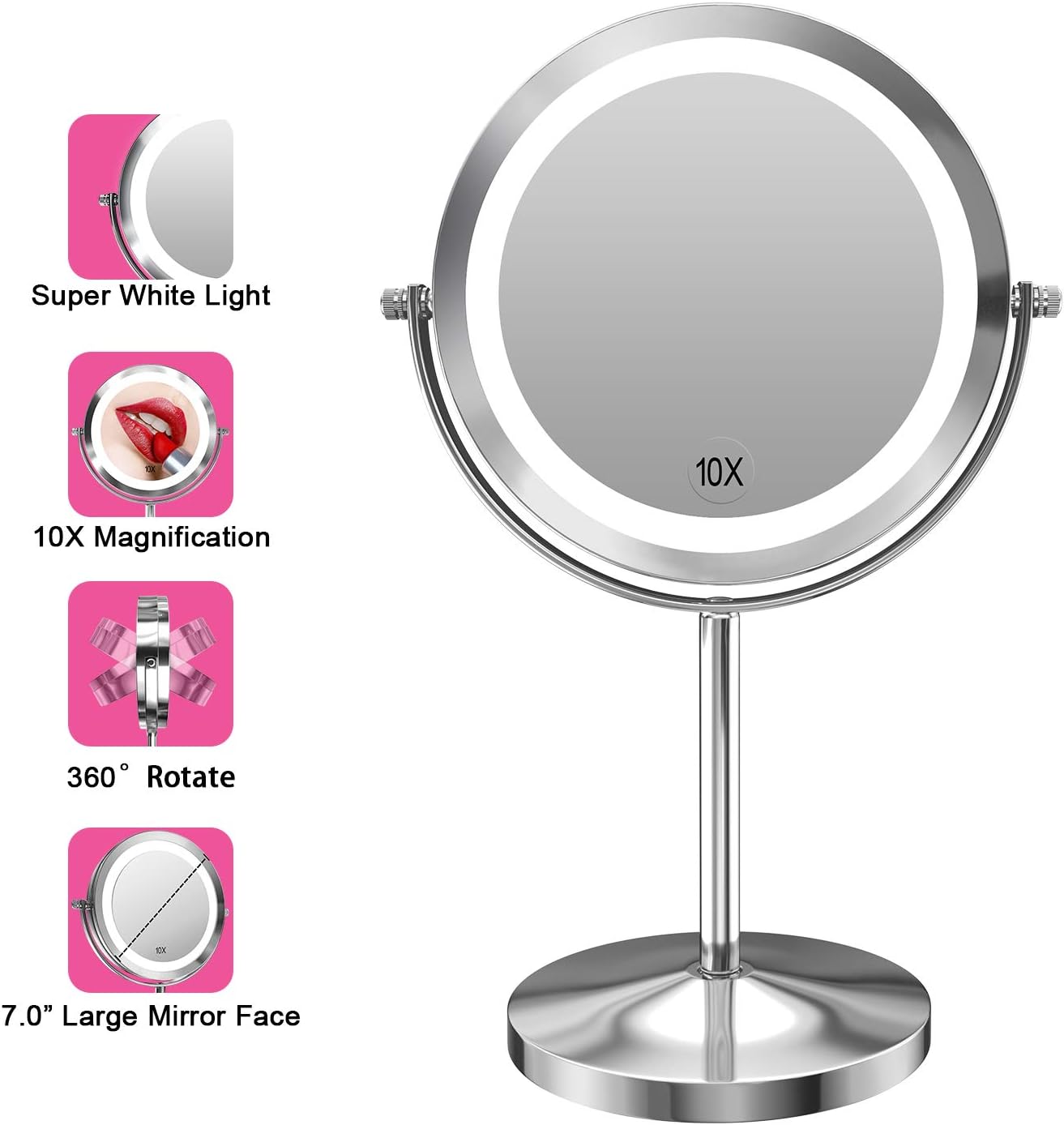 7inch 10x LED Makeup Mirror
