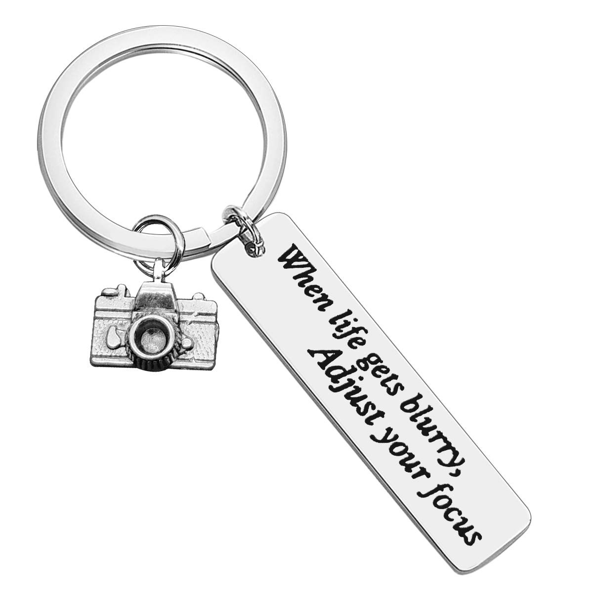 Dabihu Photographer Keyring Camera Keychain When Life Gets Blurry Adjust Your Focus Keyring Inspirational Gift for Photographers Photo Club Gift Encouragement Photography Gifts