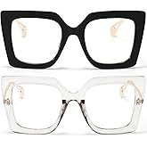AIEYEZO Oversized Blue Light Glasses for Women, Anti Fatigue Prevent Headache Computer Eyeglasses
