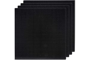 SlabDreamLab 12"X12" Baseplate for All Major Building Bricks and Blocks (Black, 4-Pack)