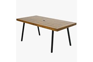 Nixtopia 68"x33" Indoor or Outdoor Patio Acacia Wood Table Top Rectangle Dining Table with Teak Finished for 6 Person - Brown