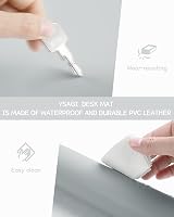 YSAGi Non-Slip Desk Pad 90x43 cm Waterproof PVC Leather Large Mouse Pad Silver view 5
