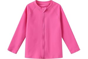 Ubestyle Baby Boys and Girls UPF 50+ Long Sleeve Zip Rash Guard Toddler Swim Shirt Top Quick Dry Sun Protection