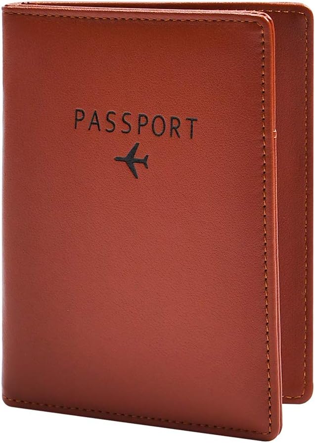 Passport Holder Cover, Travel PU Leather RFID Blocking Case Wallet for Women & Men(Brown) (Brown)