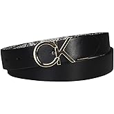 Calvin Klein Women's Two-in-One Reversible CK Monogram Plaque Buckle Dress Belt (Regular and Plus Sizes)