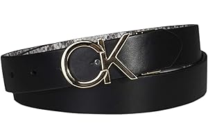 Calvin Klein Women's Two-in-One Reversible CK Monogram Plaque Buckle Dress Belt (Regular and Plus Sizes)
