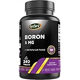 Oxify Boron 5 mg, 240 Tablets &ndash; 240 Servings | Made in USA | Gluten Free, 1 tablet daily | Approx. 8-month supply