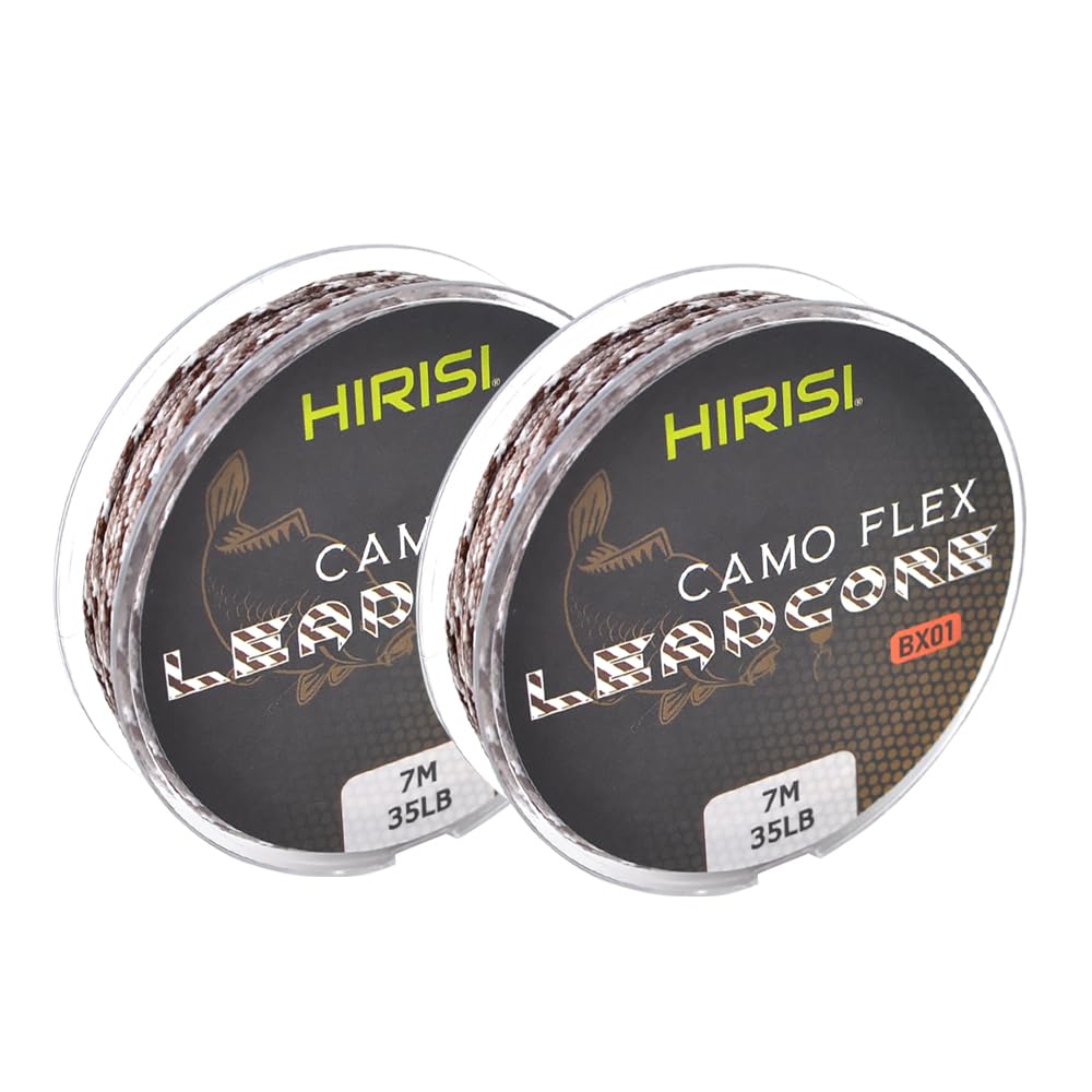 35LB 7M Carp Fishing Tackle Leadcore 3 Color Braided Lead Line Pack of 2 (Camo Brown)