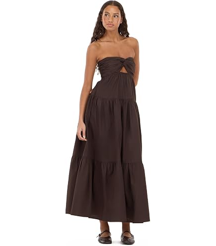 Forever 21 Women's Maxi Dress with Twist Front, Sweetheart Neckline and Tiered Skirt, Ivory, XS at Amazon Women's Clothing store