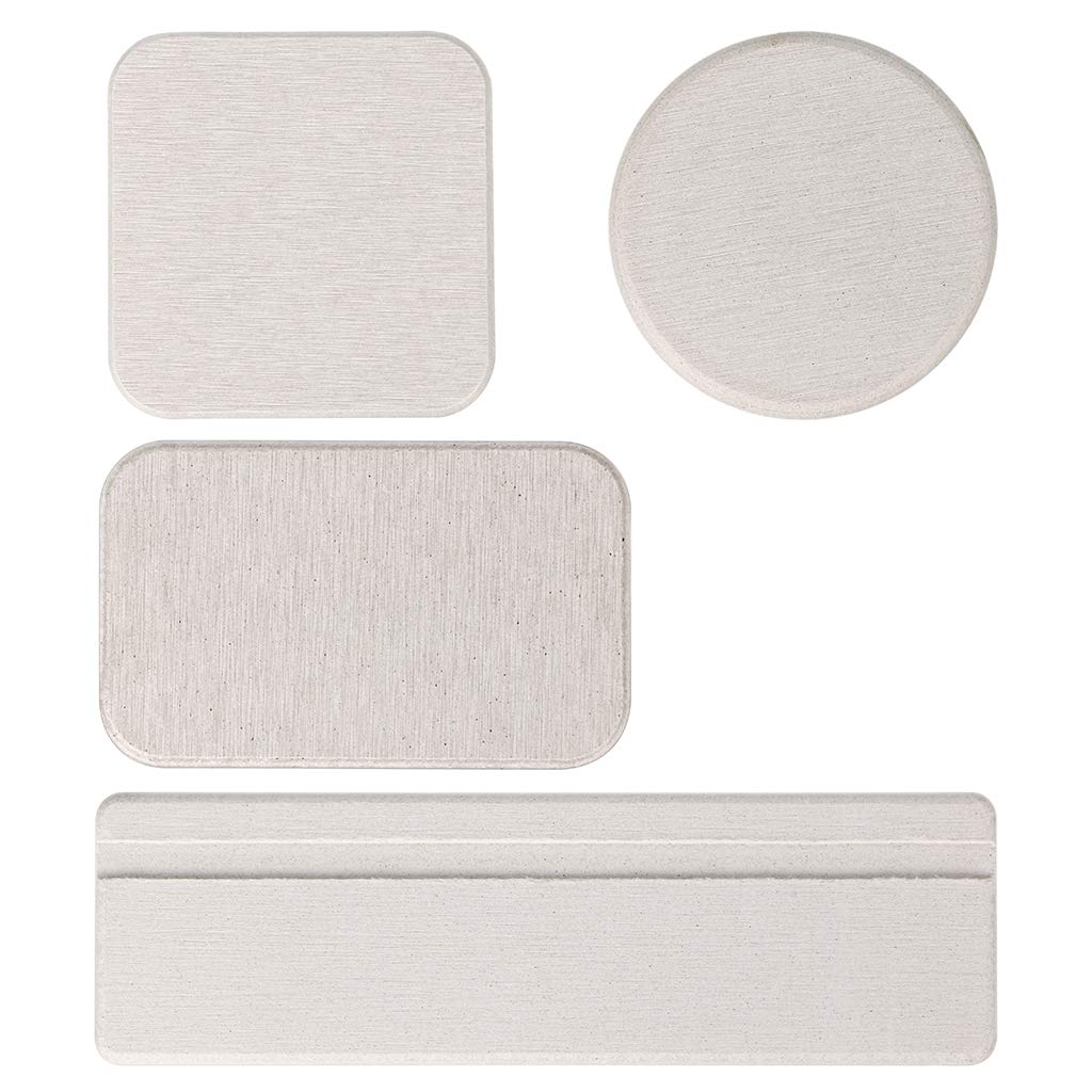 OwnMy Set of 4 Water Absorbent Diatomite Drink Coasters, Diatomaceous Earth Soap Holder Water Drying Soap Saver Dish Toothbrush Holder Set for Bathroom and Kitchen (Light Grey)