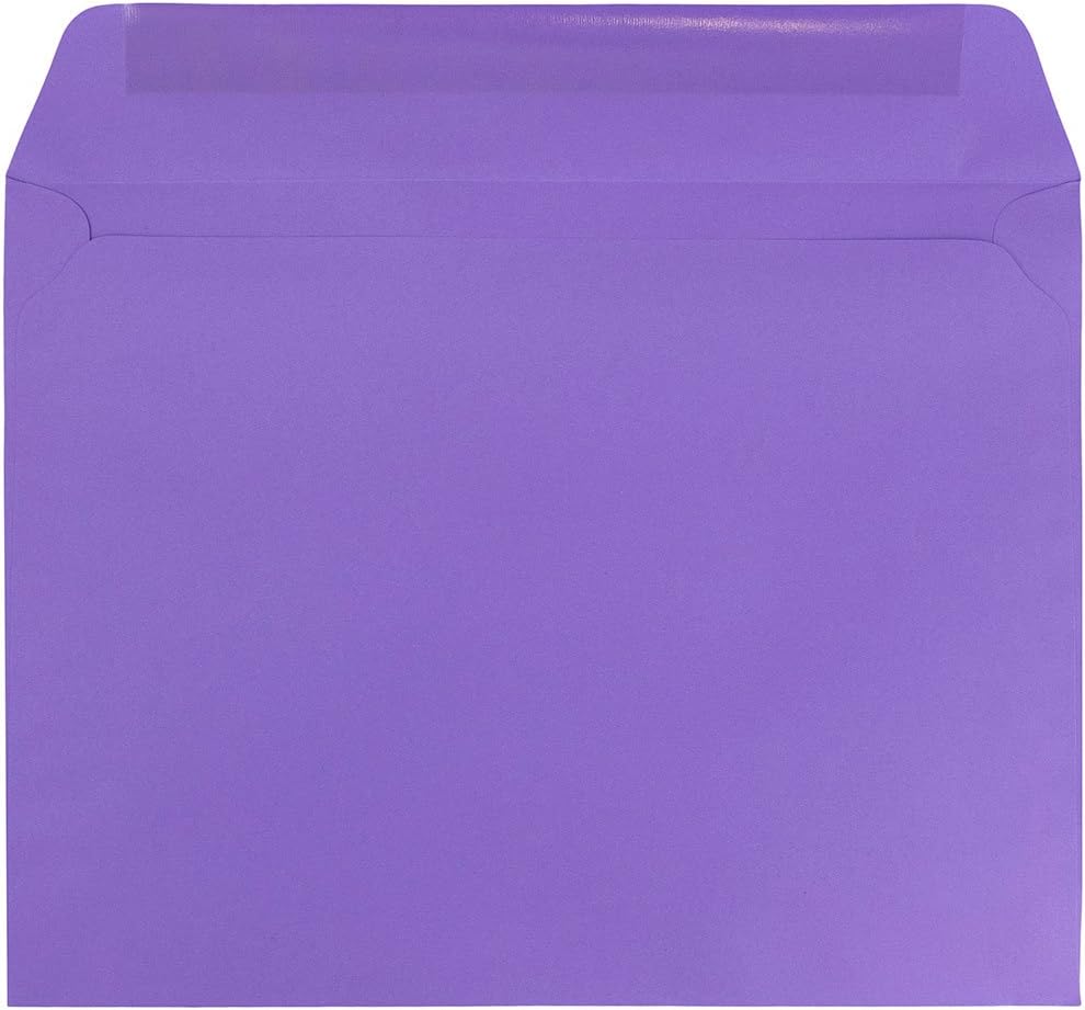 JAM PAPER 9 x 12 Booklet Colored Envelopes - Violet Purple Recycled - 50/Pack : Office Products